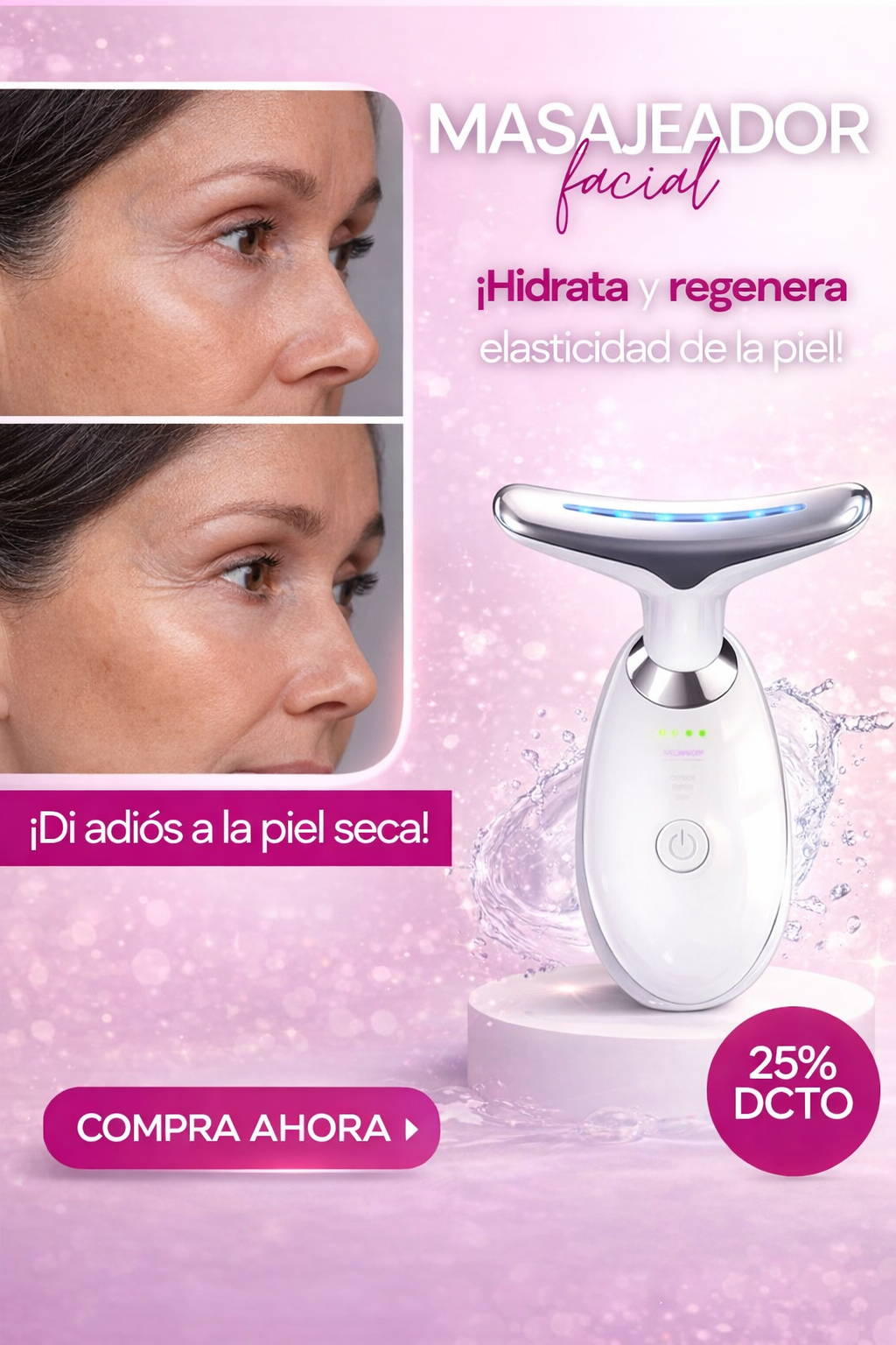 DermaLuxe💆♀️Masajeador facial 3-en-1 con efecto reafirmante🌸