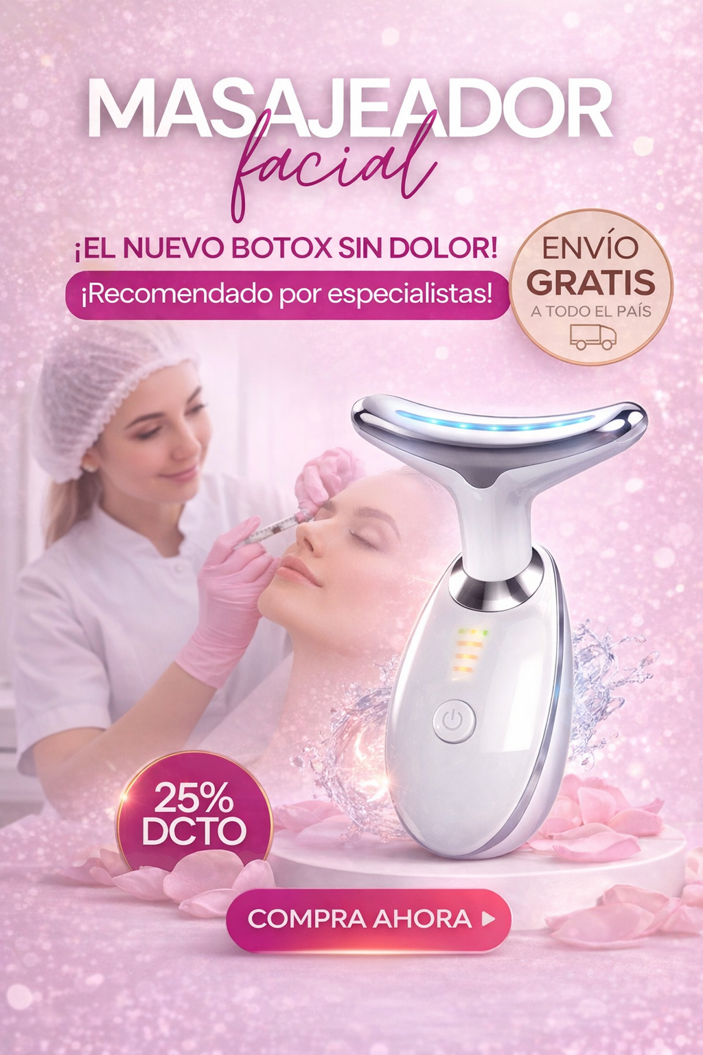 DermaLuxe💆‍♀️Masajeador facial 3-en-1 con efecto reafirmante🌸