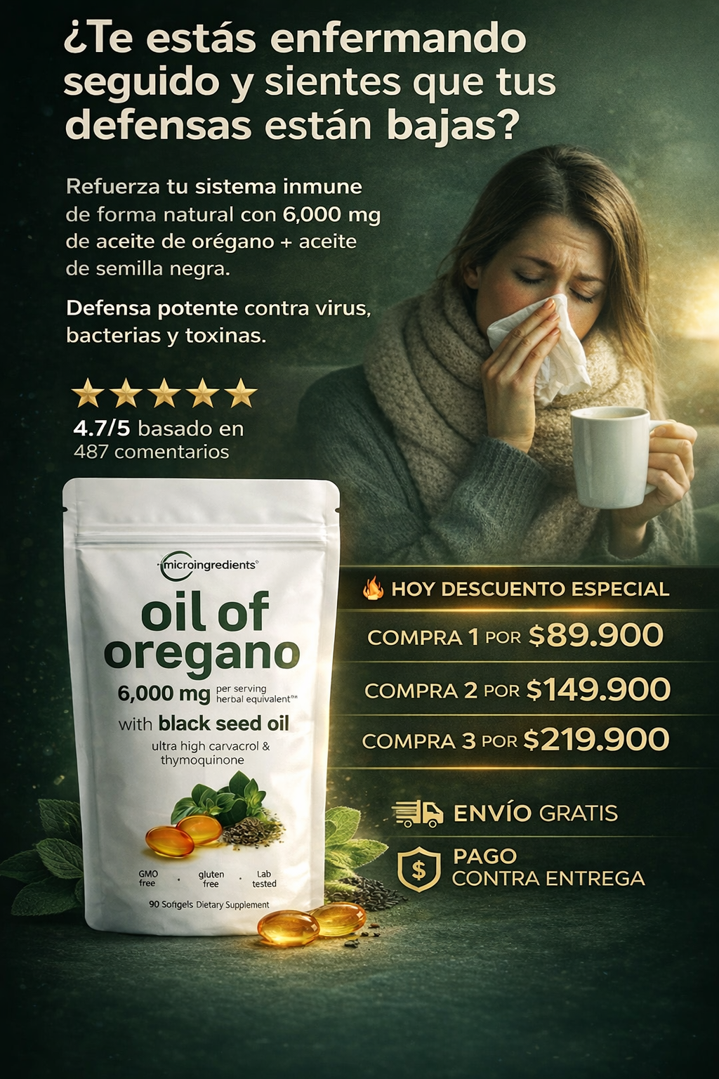 OREGESS💊Suplemento de aceite de orégano para bienestar digestivo e inmunitario🌿